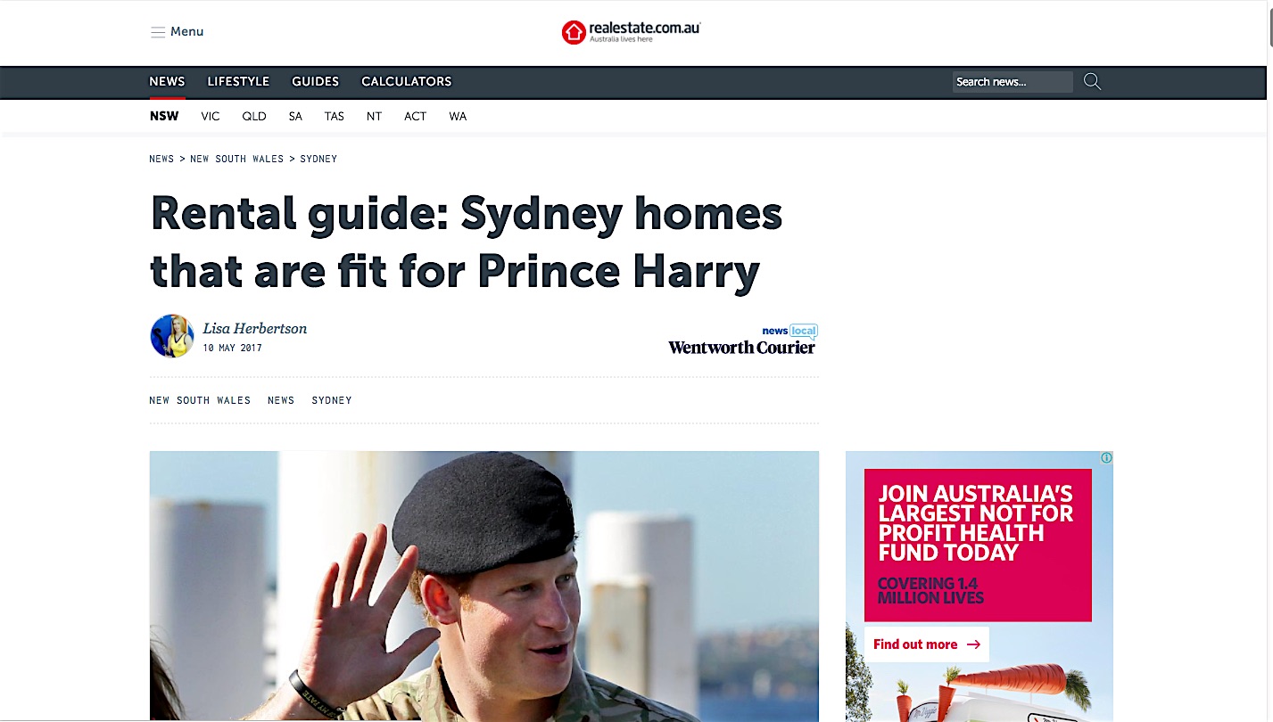 Rental guide: Sydney homes that are fit for Prince Harry